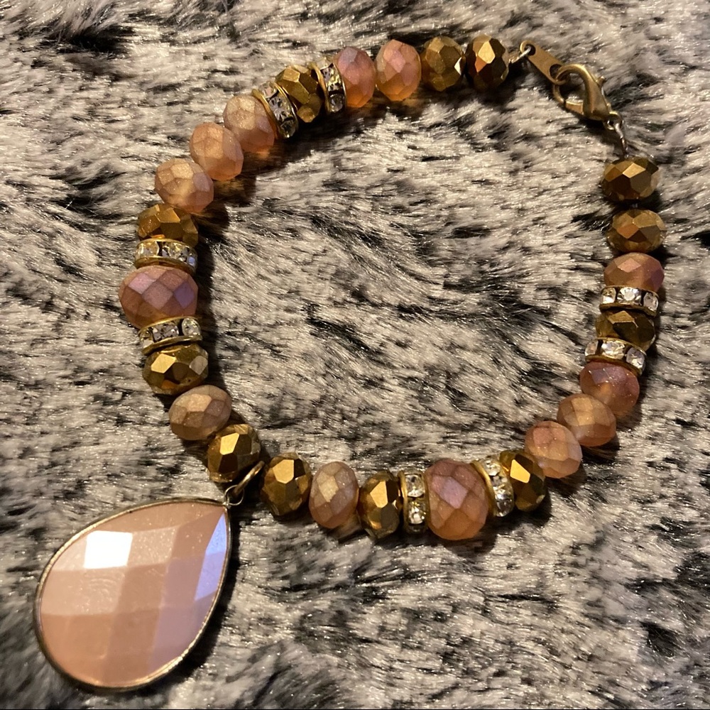 Iridescent Orange & Gold Faceted Glass bracelet